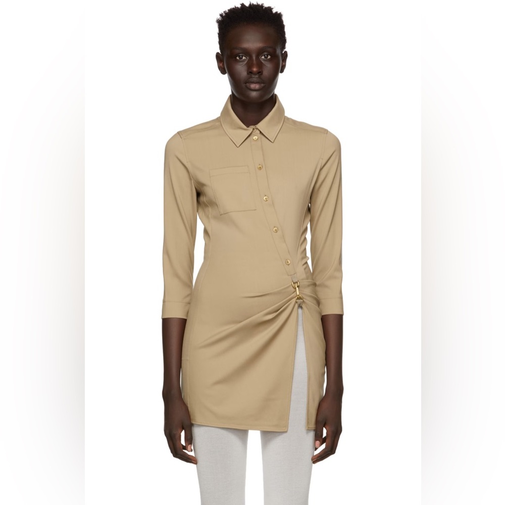 NEW JACQUEMUS Beige 'La Tunique Jocou' Long Sleeve Shirt (S)